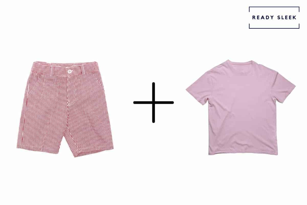 pink shorts + pink t shirt 