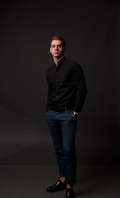 Navy Blue Dress Shirt With Black Pants How To Wear A Black Shirt With Navy Pants • Ready Sleek