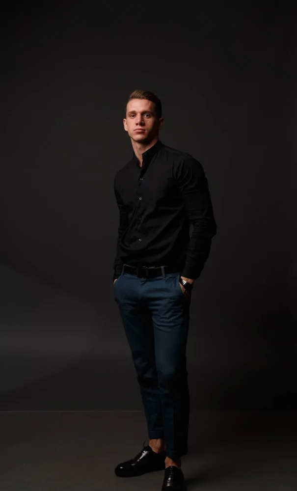 Black Shirt With Navy Pants