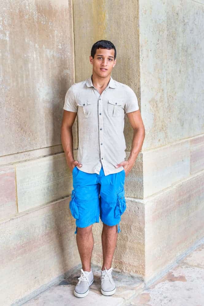 White shorts hotsell blue shirt