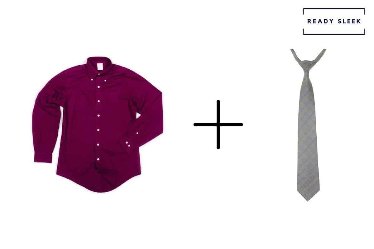 burgundy shirt + pewter grey tie