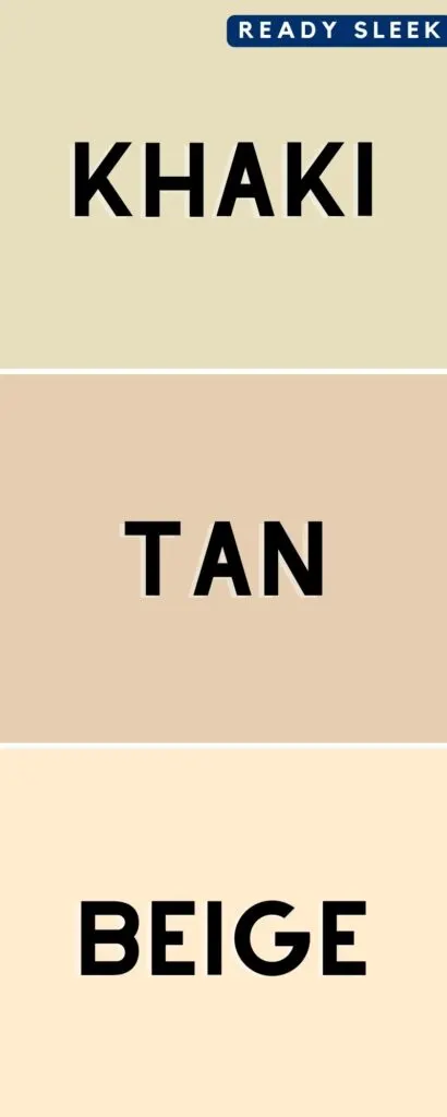 khaki, tan, and beige colors