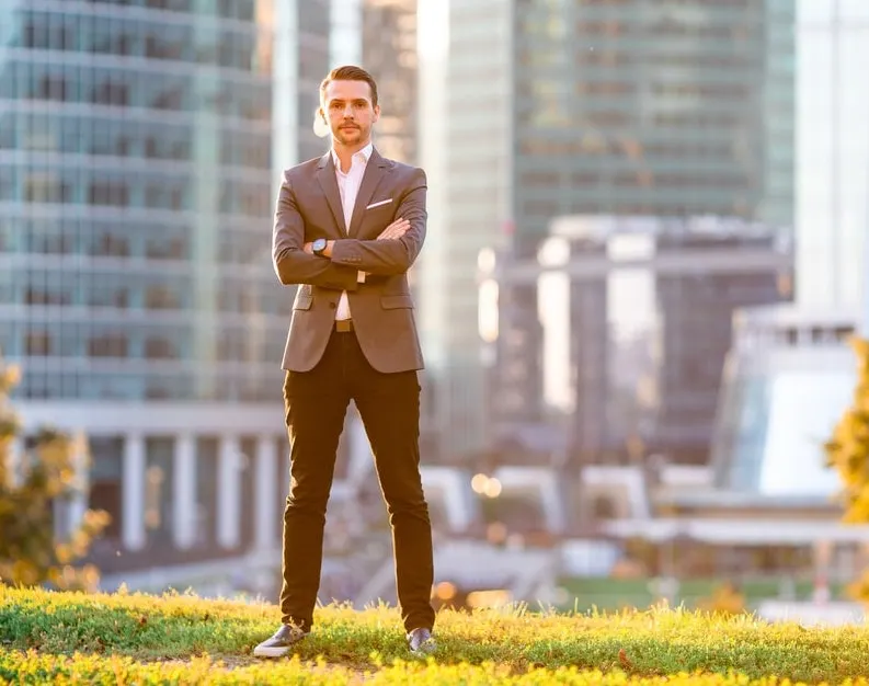 laid back blazer white shirt and black pants