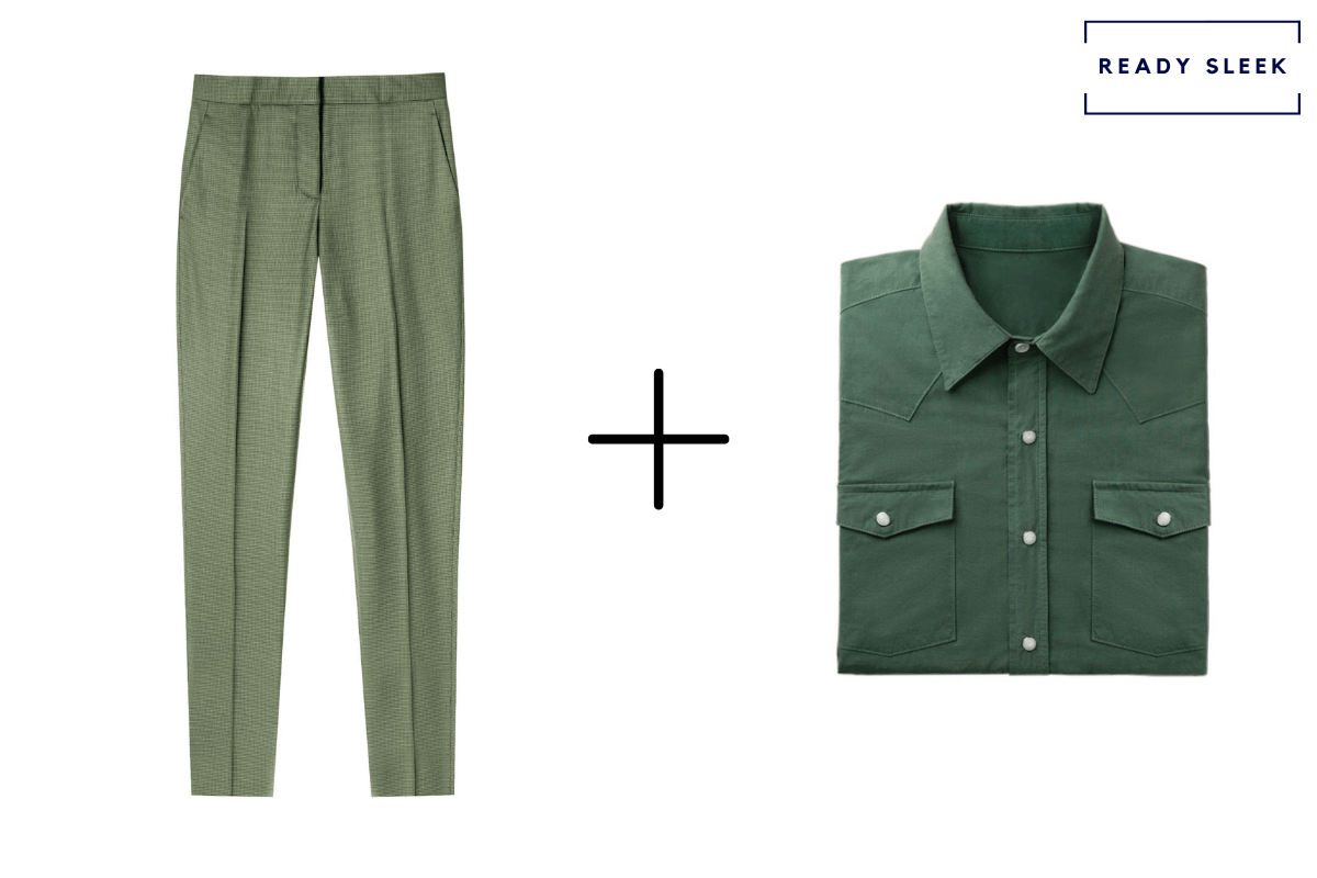 light green pants + dark green shirt