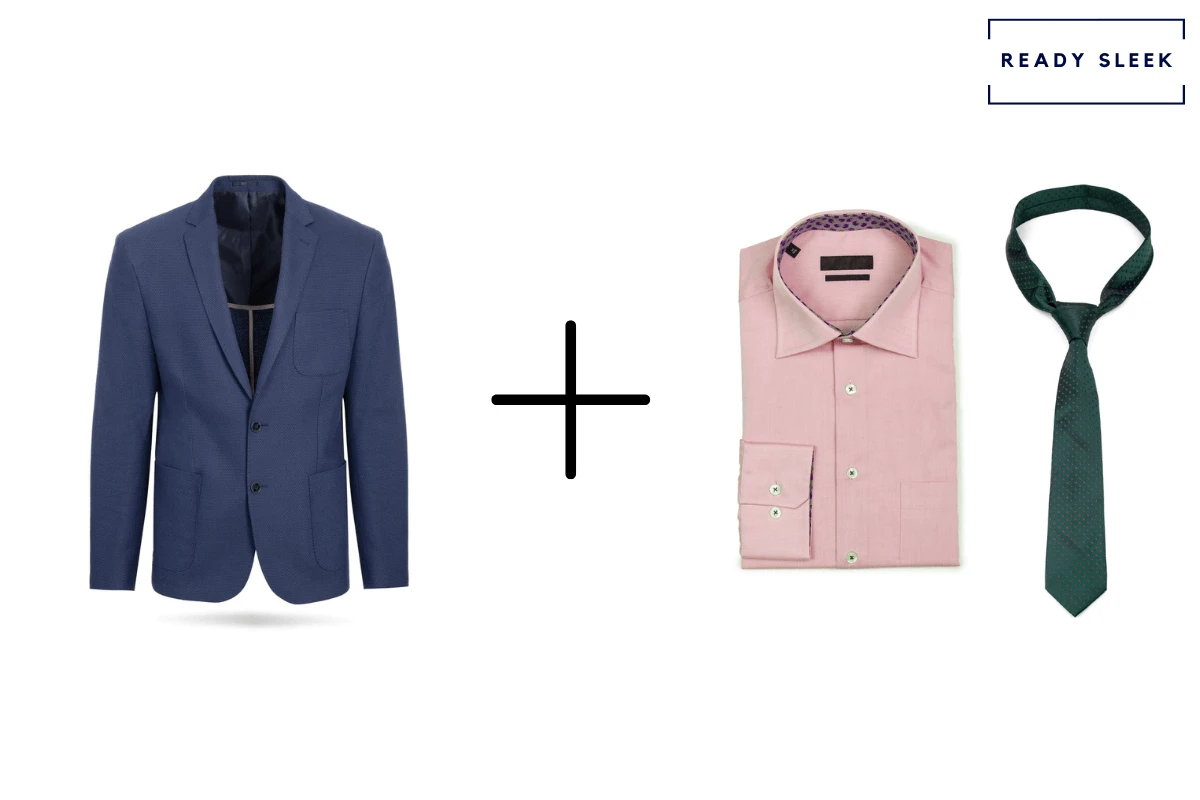Blue coat with pink shirt top