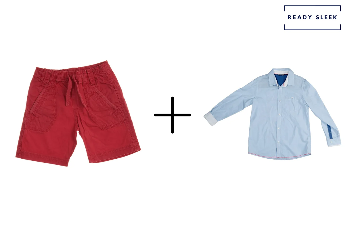 Red shorts on sale blue shirt