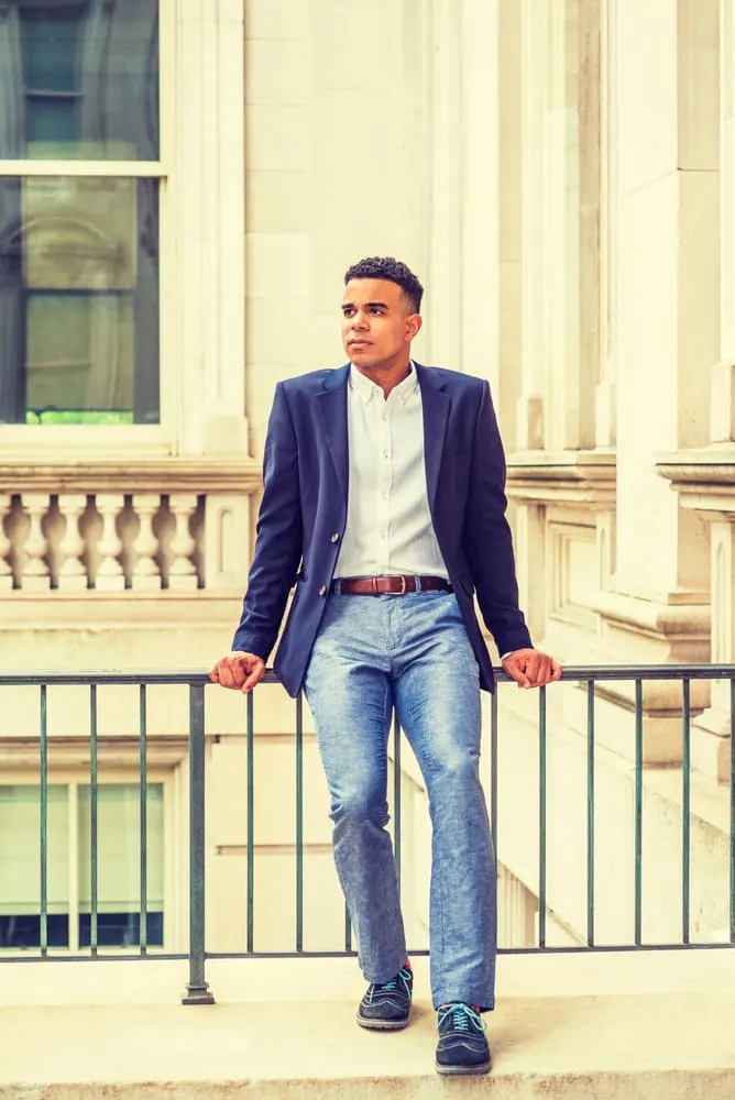 Blue blazer combinations with on sale jeans
