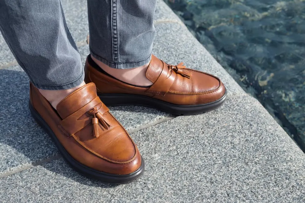 loafers with grey jeans 