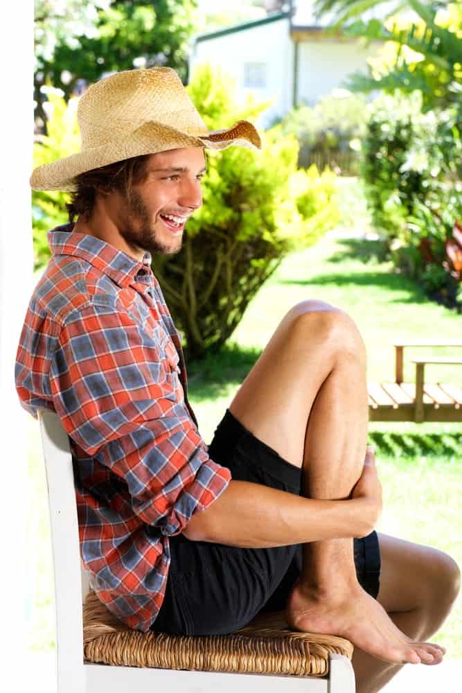 long sleeve shirt with shorts and hat 