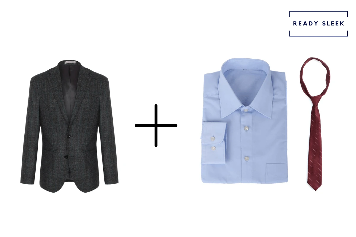 Blue shirt and black blazer cheap
