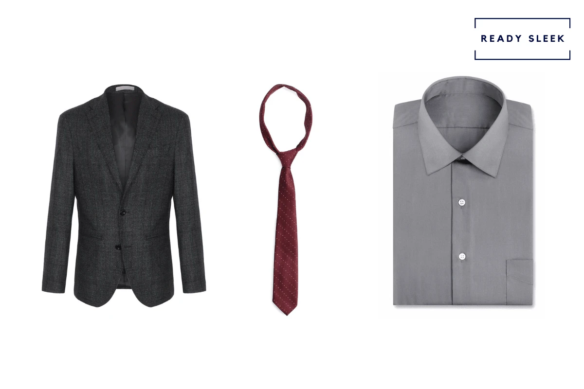 Maroon tie sales with black suit