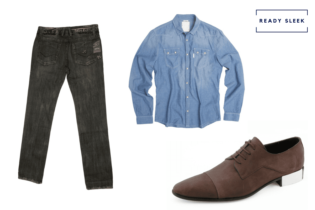 Blue jean shirt deals with black jeans