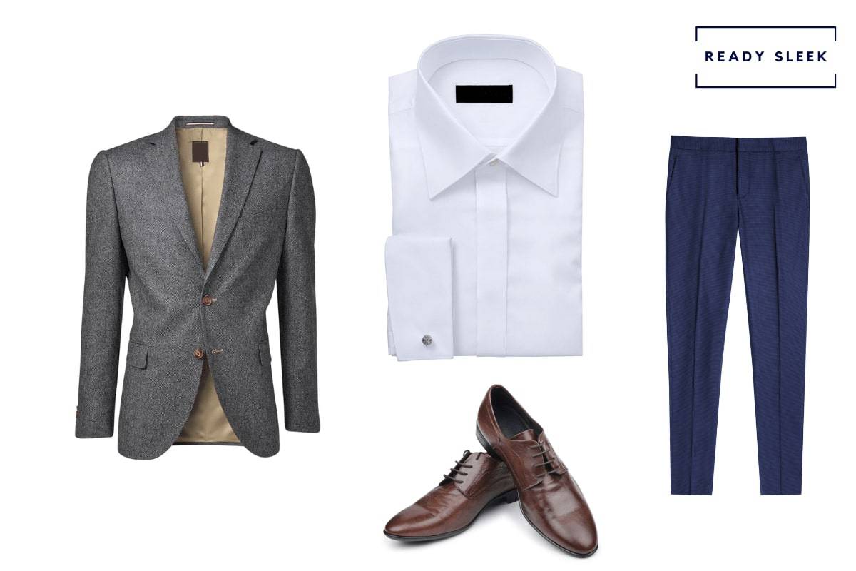 Charcoal jacket navy best sale pants