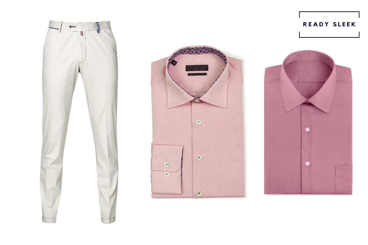 Pink Polo White Pants Blue Flip Flops - Men's Fashion For Less