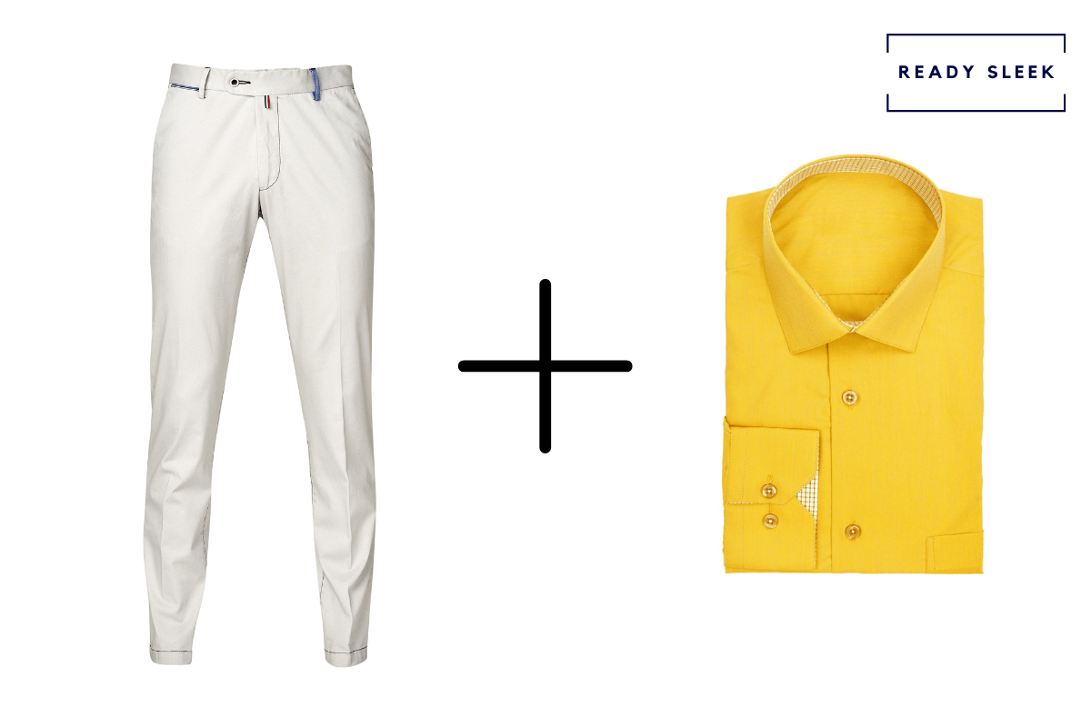 White pants + yellow shirt