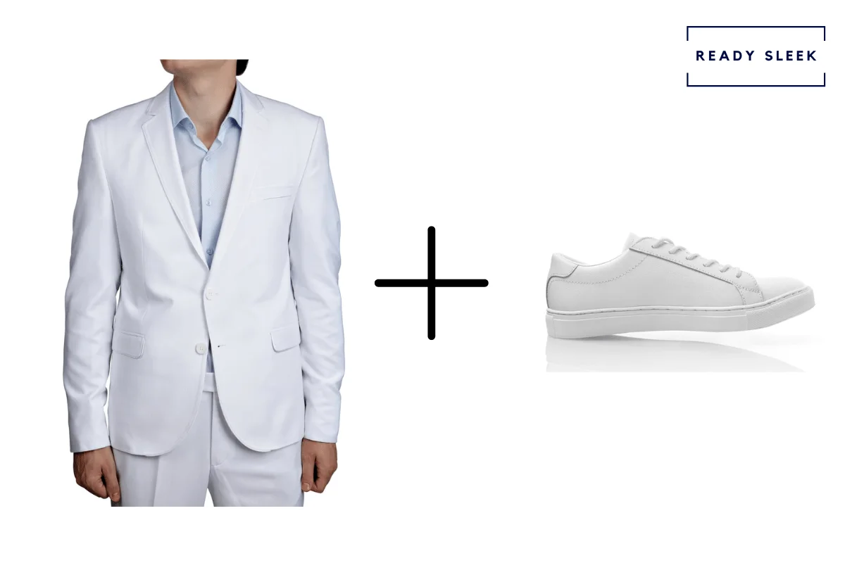 White suit + white sneakers