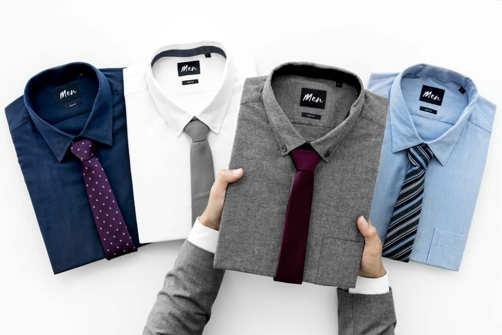 grey shirt with burgundy tie