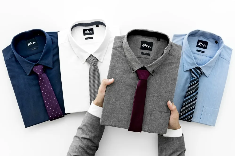 grey shirt with burgundy tie