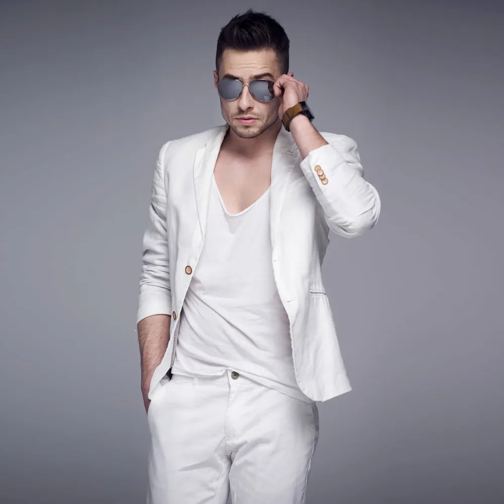 white suit with white vest 