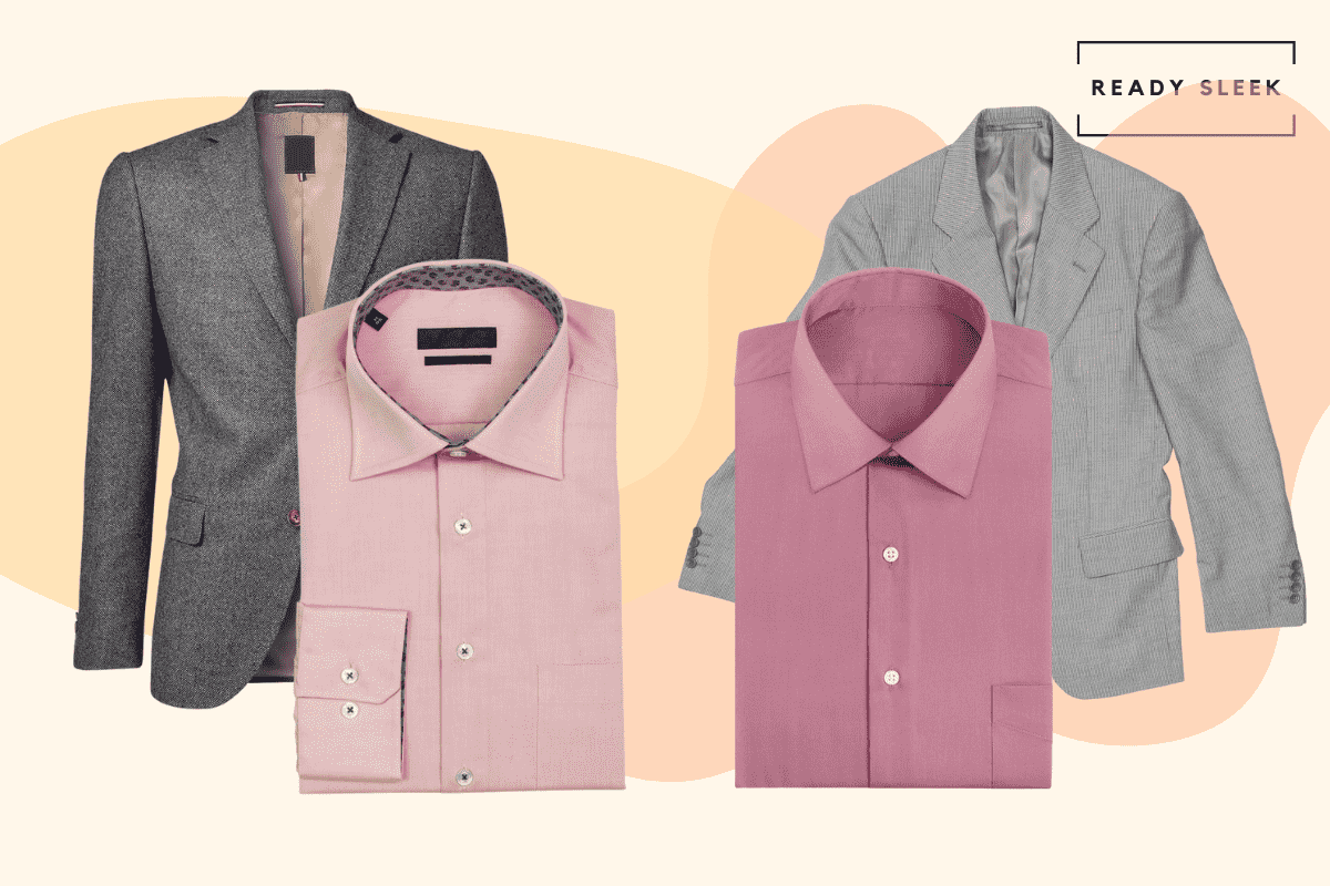 Dark grey blazer or grey blazer with pink shirt or dark pink shirt