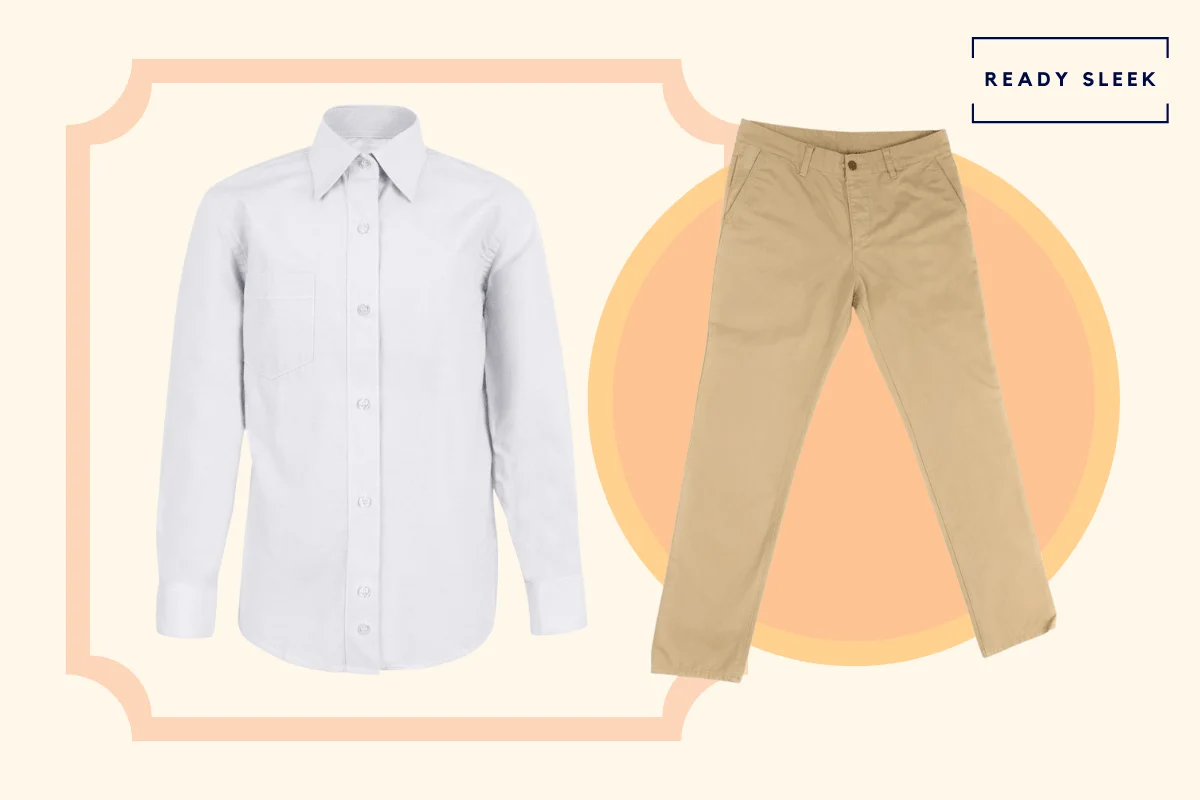 Khaki pants with white casual shirt