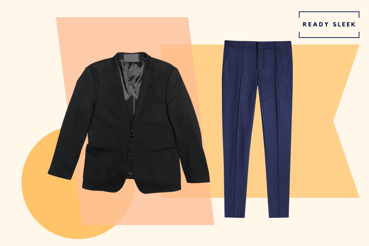 Navy blue pants with black blazer