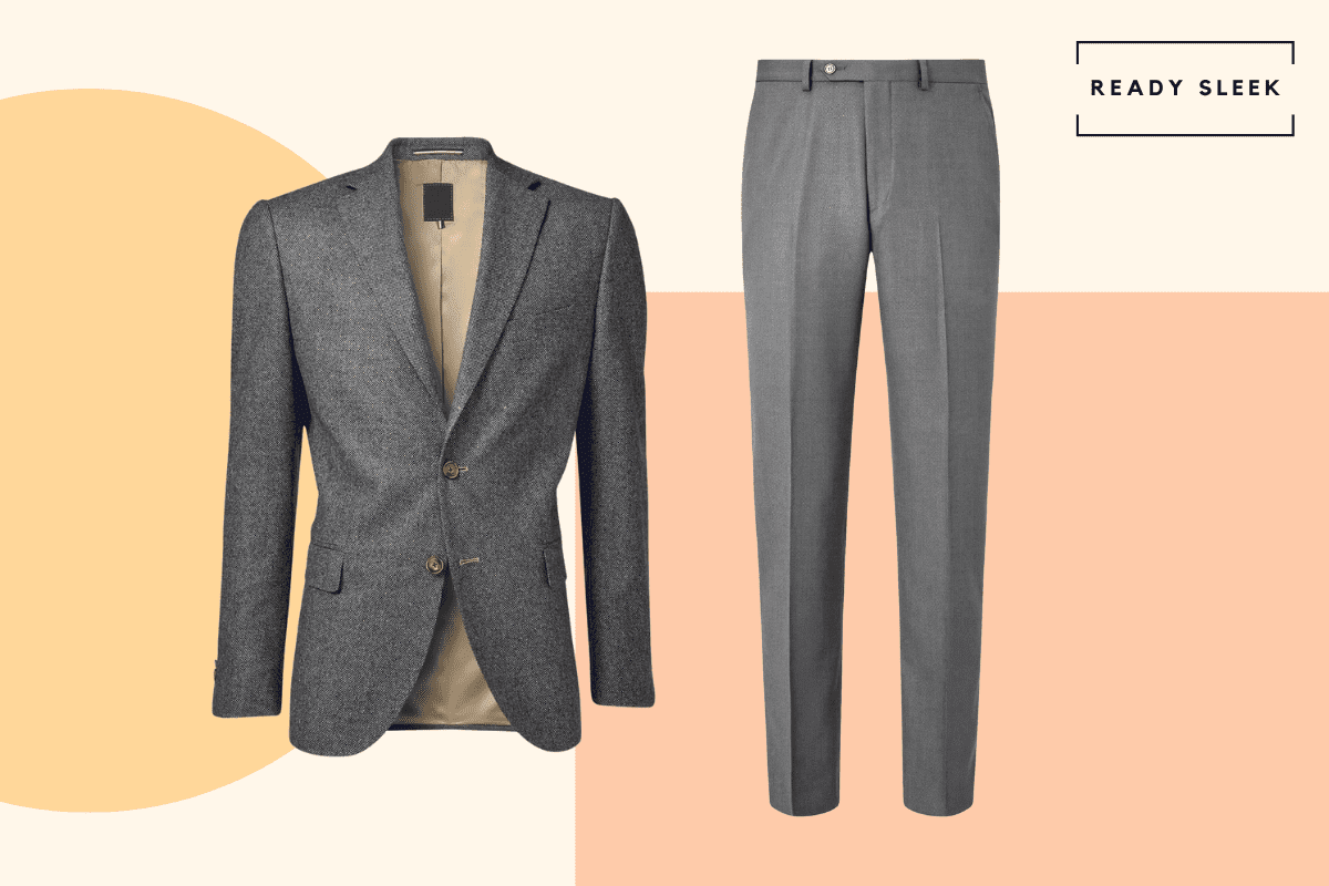 Slate grey pants with dark grey blazer