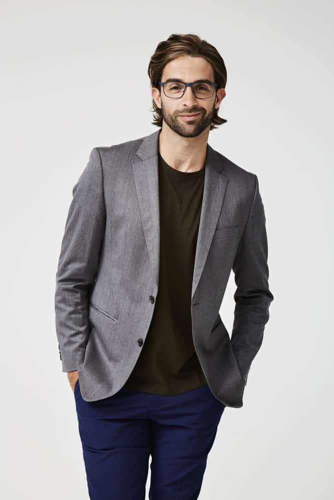 trousers with grey blazer