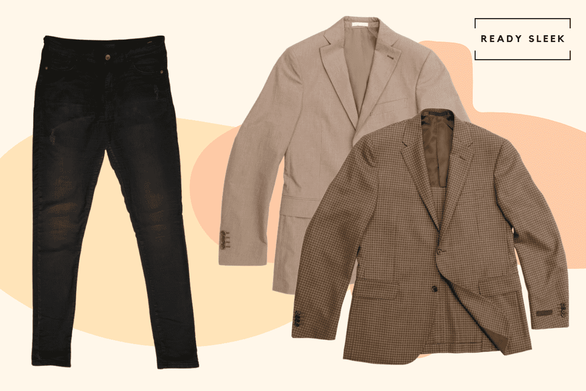 Black jeans and brown or tan blazer