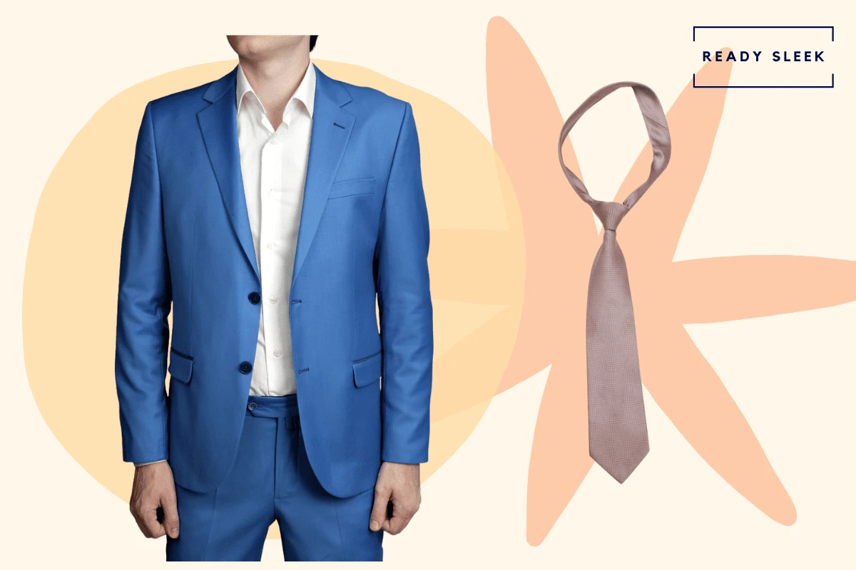 Medium blue suit with dark pink tie