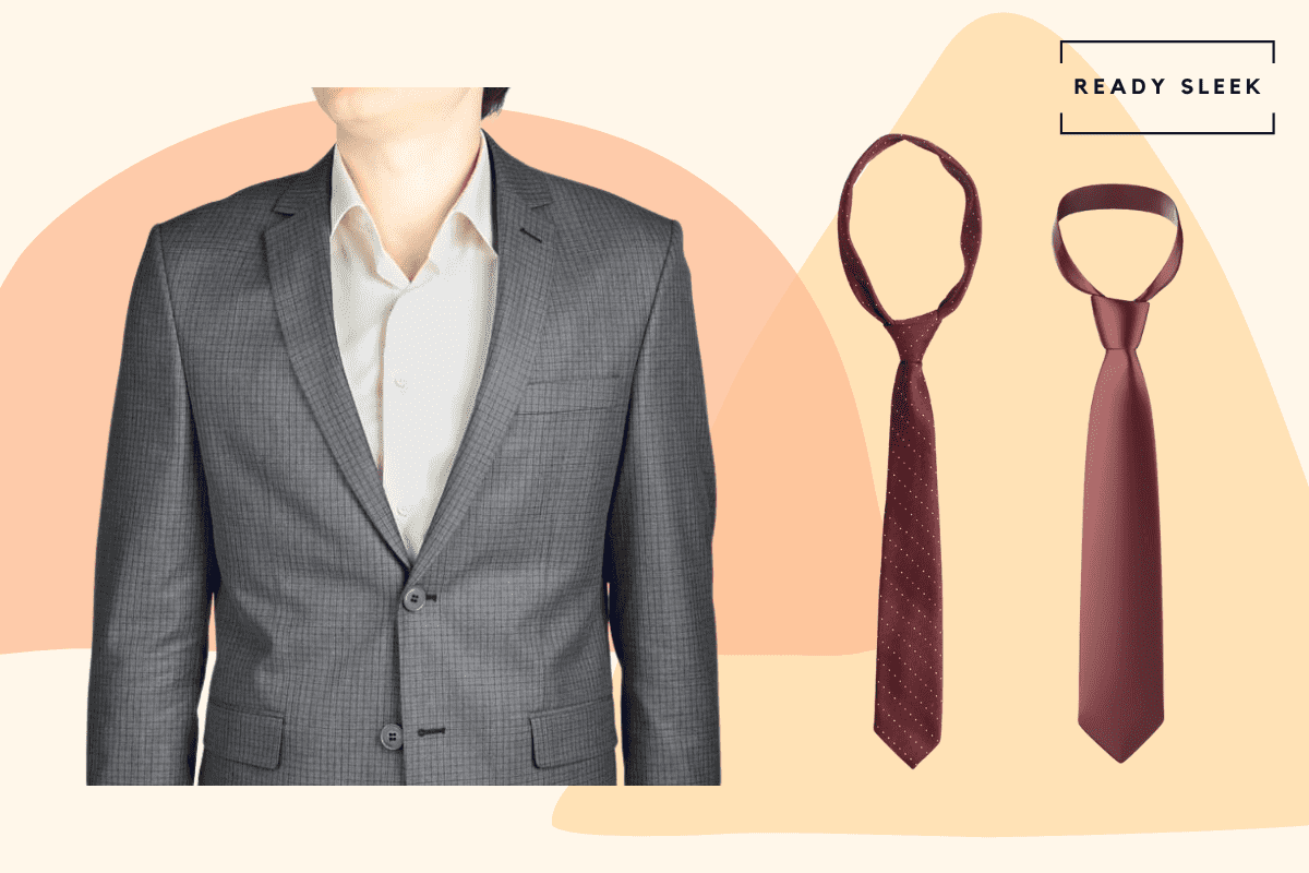 Medium grey suit with burgundy or scarlet red tie