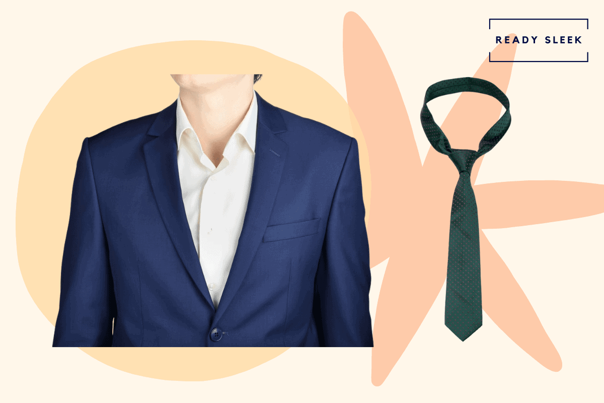 Navy blue suit with forest green tie