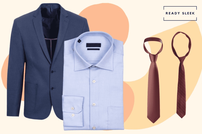 combination of tie with blue coat pant