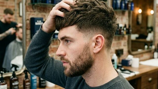 Man with volumized textured crop styled with hair clay