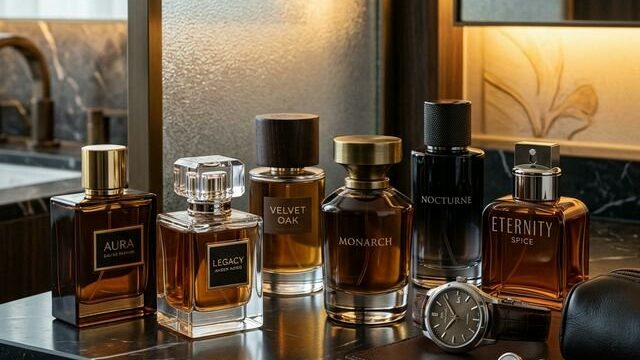 Men's cologne collection display