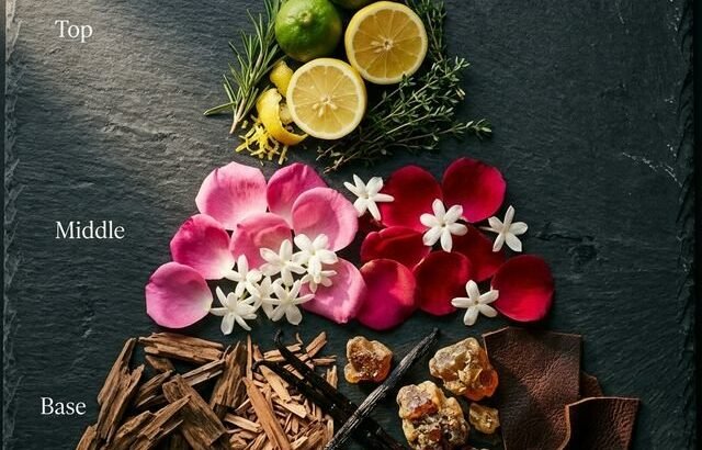 Fragrance notes pyramid - top middle base