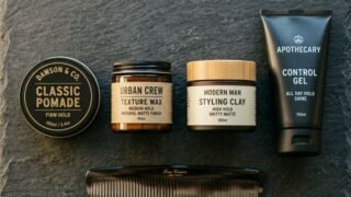 Men's hair styling products: pomade, wax, clay, and gel comparison
