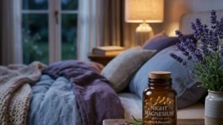 Magnesium supplement on nightstand for sleep and recovery
