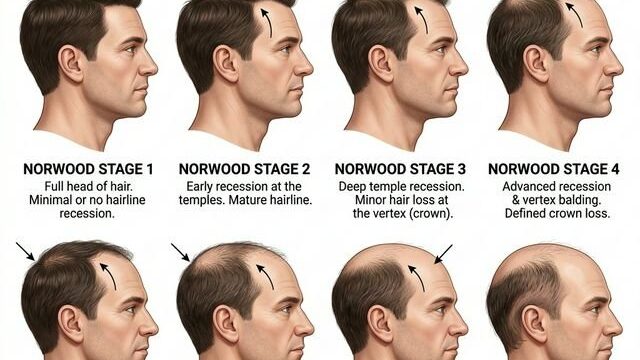 The Norwood Scale stages 1-7