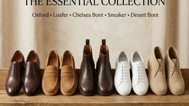Collection of five essential men's shoe styles