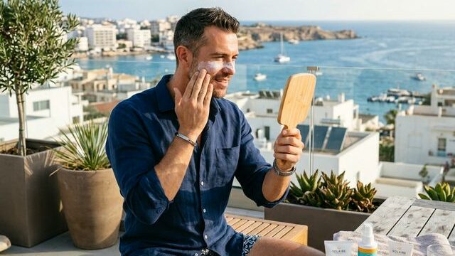 Man Applying SPF Sunscreen