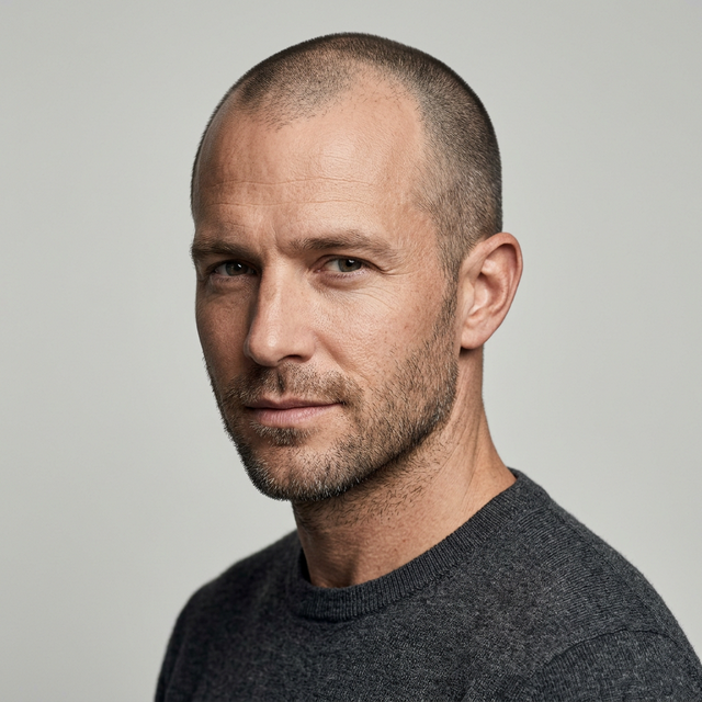 Stubble head very short buzz for receding hairline