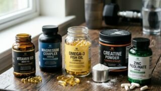 Men's essential supplements: Vitamin D, magnesium, omega-3, creatine, zinc