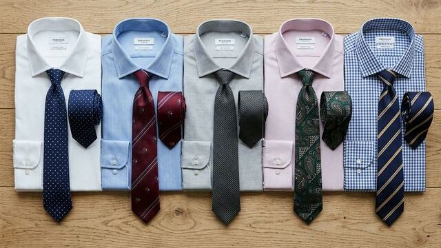 Five dress shirts with coordinated neckties