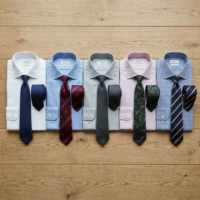 Five dress shirts with coordinated neckties