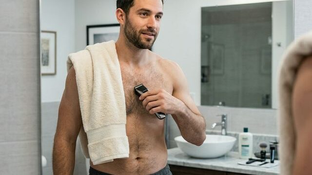 Man Trimming Body Hair