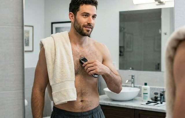 Man Trimming Body Hair